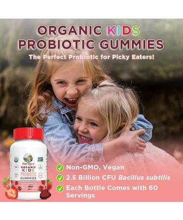 USDA Organic Probiotic Gummies for Kids - Digestive & Immune Support Supplement | Vegan, Non-GMO, Gluten Free | 60 Count - Buy Online on GoSupps.com