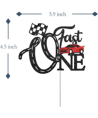 Tenhaisi Fast One Cake Topper Race Car Themed Cake Topper Baby Boy's 1st Birthday Cake Decoration Chequered Flag Themed Party Supplies - Buy Online on GoSupps.com