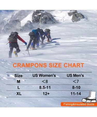 NewDoar Ice Cleats Crampons Traction 19 Spikes Stainless Steel - Anti-Slip Snow Grips for Men, Women, Kids - Ideal for Mountaineering, Climbing, Hiking, Fishing - Orange XL (M 11-14/W 12+) - Buy Online on GoSupps.com
