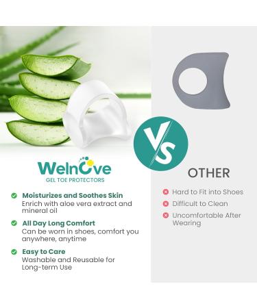 Welnove Gel Toe Separator 12 Pack - Pinky Toe Spacers with Aloe Vera Extract - Bunion Corrector and Cushions for Pressure Relief - Buy Online on GoSupps.com