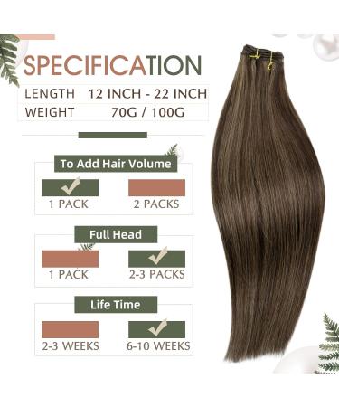 Runatur Real Hair Brown Highlights 30cm Extensions - Silky Sew in Tresses #2P8A 70g High Quality - Buy Online on GoSupps.com