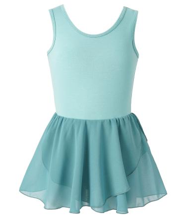 MERIABNY Dance Leotard for Girls Tank Design Ballet Leotards for Aged 3-9 Green 3-4T