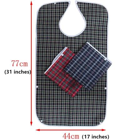 3 Pack Adult Bibs with Crumb Catcher - Washable Large Dining Bibs for Adults - Clothing Protector for Feeding - 31 L x 17 W - Buy Online on GoSupps.com