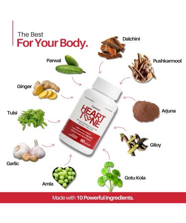 Heart Tone Capsules | Natural Heart Health Supplement | Supports Healthy Cholesterol & Triglycerides Levels | with Arjuna Pushkarmool + 8 Other Herbs | 90 Capsules 90 Count (Pack of 1) Multi-color - Buy Online on GoSupps.com