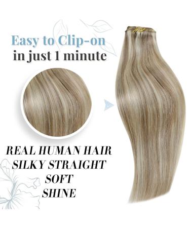 Runature 30cm Real Hair Clip-In Extensions - Ash Brown & Platinum Blonde Remy Hair 100g 7Pcs #8P60 - Buy Online on GoSupps.com