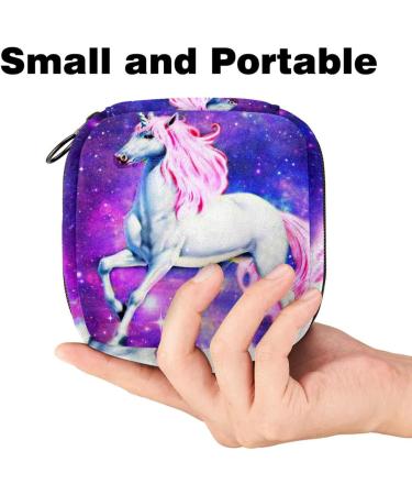 Javenproeqt Women's Bandages Storage Bag - Large Reusable Organizer for First Period - Glitter Unicorn Galaxy Purple - 17x17x12 cm - Buy Online on GoSupps.com