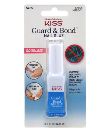 Kiss Guard & Bond Nail Glue 0.17 Ounce Odorless (5ml) (2 Pack)