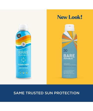 Bare Republic Clearscreen SPF 30 Sunblock Spray 6 Fl Oz - Water Resistant, Invisible Finish - Buy Online on GoSupps.com