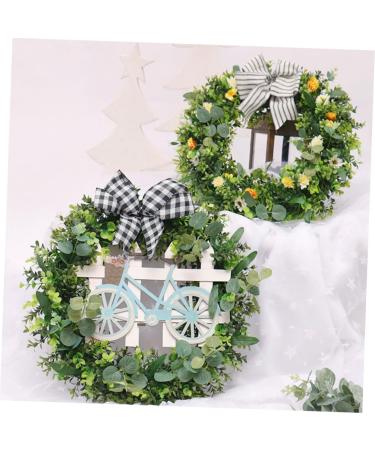 Zerodeko 1pc Artificial Garland House Ornaments Artificiales Para Easter Decoration Artificial Olive Wreath Plant Decorations Door Wreath with Bowknot Easter Wreath Household Wooden Boxwood - Buy Online on GoSupps.com