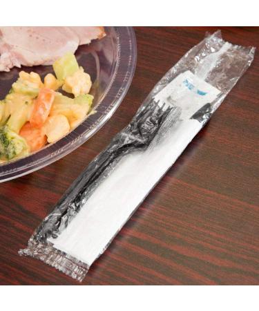 50 Plastic Cutlery Packets - Disposable Utensil Sets with Napkin, Salt & Pepper | Black Plastic Silverware Kits Individually Wrapped - Bulk Pack - Buy Online on GoSupps.com