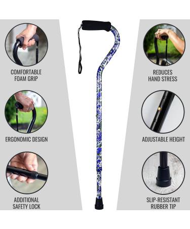 DMI Purple Flower Walking Cane for Men and Women - Lightweight, Adjustable, FSA HSA Eligible - Supports 250 lbs - Ergonomic Soft Foam Grip - Buy Online on GoSupps.com