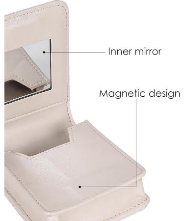 Stylish Lipstick Case with Mirror - Mini Lipstick Holder for Purse & Travel Makeup Pouch (White - Buy Online on GoSupps.com