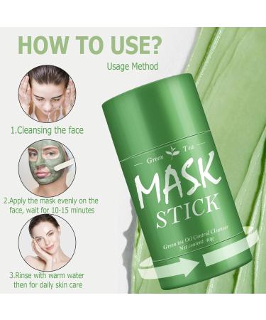 Yagaspantery 2 pieces Green Mask Stick Green Tea Deep Cleanse Clay Mask Green Tea Cleansing Clay Stick Deep Cleansing SmearingStick moisturizing green tea facial mask deep cleansing - Buy Online on GoSupps.com