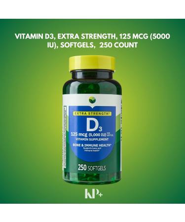 KP+ Vitamin D3 125 mcg (5 000 IU) | Bone & Immune Health | Gluten Free | 250 Softgels | Pack of 1 - Buy Online on GoSupps.com