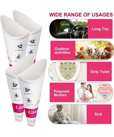 Disposable Female Urinal 40 Pieces of Paper Female Urinal Suitable for Pregnant Women Injuries Travel Camping Outdoor Activities - Buy Online on GoSupps.com