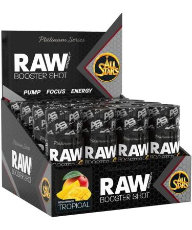 All Stars Raw Intensity Booster Shot Tropical - Pre-Workout Amino Acid & Caffeine Energy Drink | Low Sugar BCAA Shots | 960 ml - Buy Online on GoSupps.com