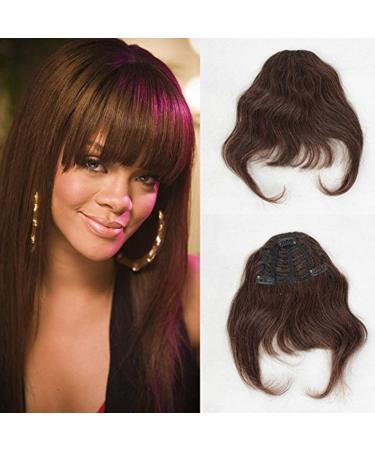 ZanaWigs Human Hair Bang Clip in on Bangs Fringe Short One Piece Silky Straight Hair Extention for Women 6-8inch(15.2 C20.3 cm) # 2