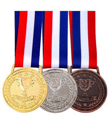 Amlong Plus Gold Silver Bronze Award Medals with Premium Ribbon, Set of 3