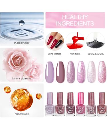 Nail Polish Set - 6PC Glitter Nail Polish - Purple Nail Polish - Quick Dry & Long Lasting Nail Polish Gift Set - Oil-Based Formula Nail Polish for DIY Nail Art No Need Baking - Buy Online on GoSupps.com