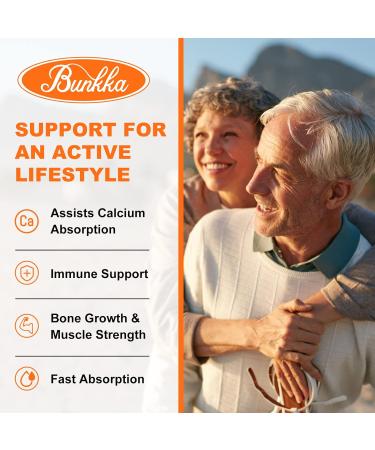 Bunkka Vitamin D3 K2 Liquid Drops - Maximum Strength 5000 IU with Organic MCT Oil & Omega 3 for Bones, Muscle, and Immune Support - Non-GMO & Vegan - Buy Online on GoSupps.com