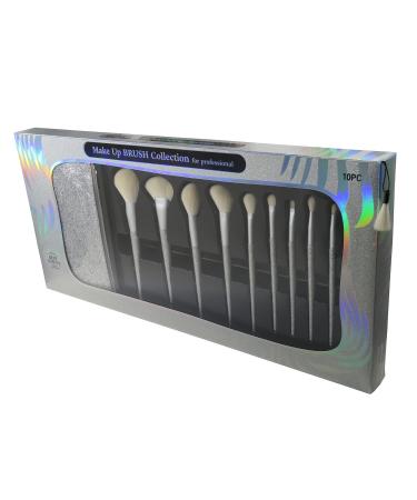 Premium 10-Piece Makeup Brush Set - Silver Glitter Collection | International Shipping Available - Buy Online on GoSupps.com