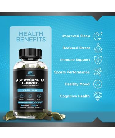 Effective Nutra Ashwagandha Gummies 1500mg for Men & Women - Stress Relief, Sleep & Energy - Natural Strawberry Flavor - 90 Count - Buy Online on GoSupps.com