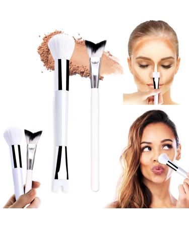 NATOSU 2 Piece Nose Contour Brush Set 2 in 1 U Shaped Brush and Fluffy Brush for Shaping and Defining the Nose Fishtail Highlighter Brush for Nose Shine