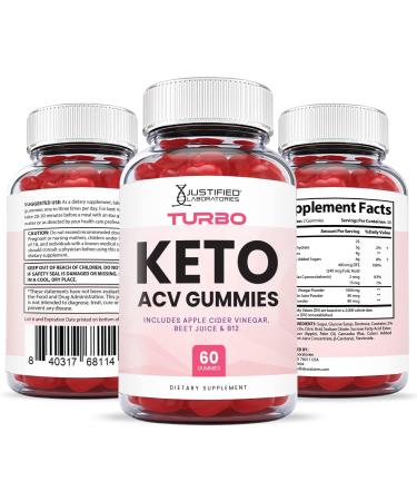 Justified Labs Turbo Keto ACV Gummies 1000MG Vegan Non GMO with Pomegranate Juice, Beet Root & B12 - 60 Gummies - Buy Online on GoSupps.com
