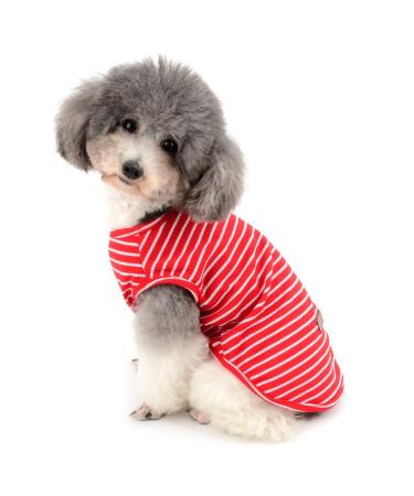 Zunea dog shirt for small dogs cats pets striped T-shirt for the summer cool vest puppy basic tank top soft cotton chihuahua clothing for dogs red size s (1 pack) red