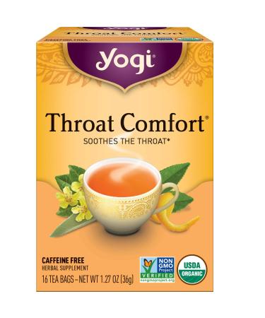 Yogi Tea - Throat Comfort (4 Pack) - Soothes the Throat with Wild Cherry Bark, Licorice Root, Mullein, and Ginger - Caffeine Free - 64 Organic Herbal Tea Bags 64 Count (Pack of 4)