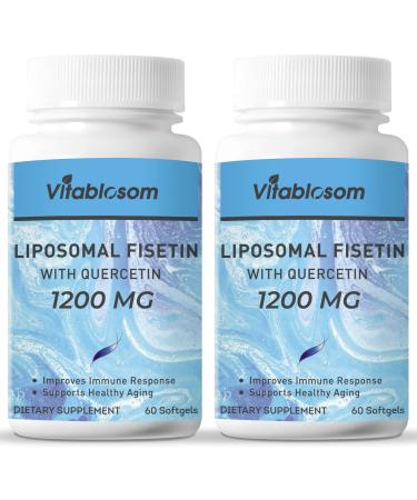 Vitablosom Liposomal Fisetin 1000mg with Quercetin 200mg Supplement per Serving-Antioxidants for Women Men Bioavailable Polyphenols Supplements Non-GMO Non-Gluten 60 Count (Pack of 2)