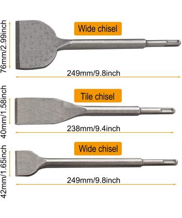 SDS Plus Hammer Drill Chisel Set  Rotary Hammer Bits Set Including Tile chisel  Grooving Chisel  Scrapping Chisel  Flat Chisel  Point Chisel  Scaling Chisel for Tile Masonry Concrete Brick Stone Work - Buy Online on GoSupps.com