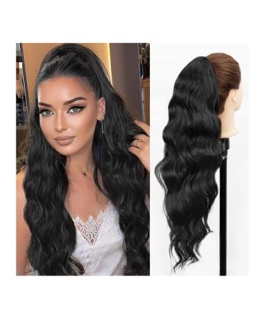 Hair Extensions 26" Long Curly Wavy Drawstring Hair Clip Natural Ponytail Extension Synthetic Hair Extensions Female Wig Hair Bun Hair Pieces For Women (Color : Black Size : 26inches) 26inches Black