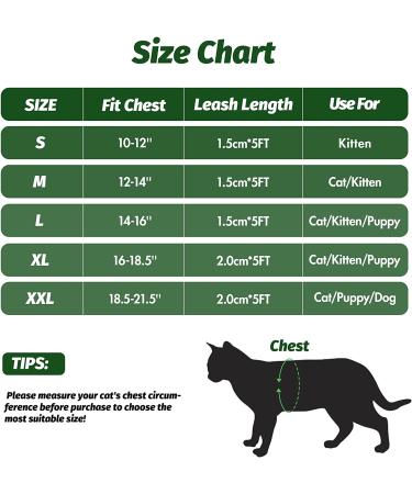 Escape Proof Cat Harness and Leash Set - Adjustable Lightweight Vest for Walking - Green - Size M (12-14'') - Buy Online on GoSupps.com