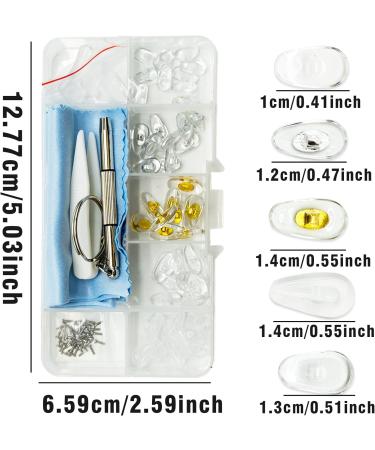 25 Pairs Silicone Screw-in Glasses Nose Pads Kit | Eyeglass Repair Set with Screws, Tweezer, and Cleaning Cloth - Buy Online on GoSupps.com