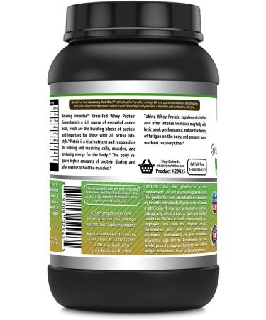 Amazing Formulas Grass-Fed Whey Protein Powder | 25 Grams Protein Supplement | Natural Sweetener and Flavor | Contains BCAA & EAA | Non-GMO | Made in USA (2 Lb Chocolate) - Buy Online on GoSupps.com