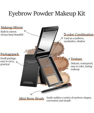 Erinde Eyebrow Powder Makeup Palette 3 Colors Brow Powder Palette w/ Brush Dark & Light Brown Eyebrow Tinted Powder Filler to Shape Natural Eyebrows Long-Lasting Waterproof Eyebrow Makeup Kit #Black Brown - Buy Online on GoSupps.com