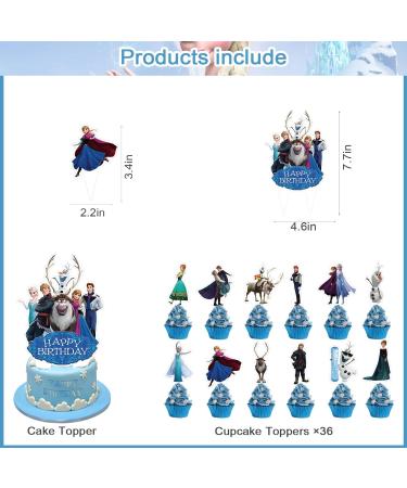 37 Pieces Cake Topper Themed Party Supplies Cupcakes Kids Birthday Decorations Snow Princess Cake Decorations for Cartoon Party Supplies Decor - Buy Online on GoSupps.com