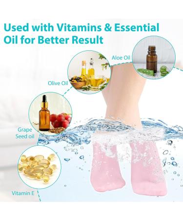 Silicone Moisturizing Socks Women Foot Spa Pedicure Silicone Socks Foot Mask Exfoliating Beach Protective Gel Socks Anti Slip Aloe Socks for Dry Cracked Feet Calluses Foot Care (Pink) - Buy Online on GoSupps.com