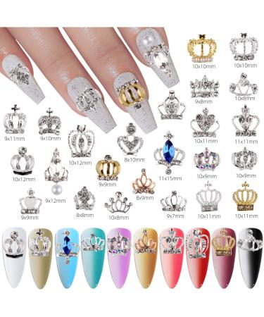 3D Nail Art Crown Studs - Silver/Gold Metal Alloy Charms for DIY Manicure Jewelry - Buy Online on GoSupps.com