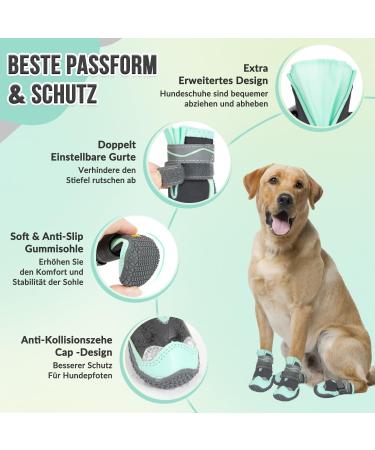 Slowton Dog Shoes - Waterproof Non-Slip Boots for Small & Medium Dogs | Reflective Velcro Fasteners | Size 3 Green Paw Protection - Buy Online on GoSupps.com