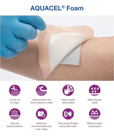 ConvaTec AQUACEL Foam 4x4 Square with Silicone Gel Adhesive - Waterproof Wound Dressing (Box of 10) - International Shipping Available - Buy Online on GoSupps.com