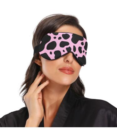 Haskirky Light Blocking Eye Mask - Adjustable Breathable Comfort for Business Travel, Yoga, Meditation - Pink Cow Print - Buy Online on GoSupps.com