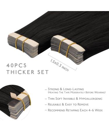 Salife Tape Extensions - 40Pcs 100g Natural Black Real Hair 14 Invisible Tape-In Hair Extensions - Silky Straight 35cm #1B - Buy Online on GoSupps.com
