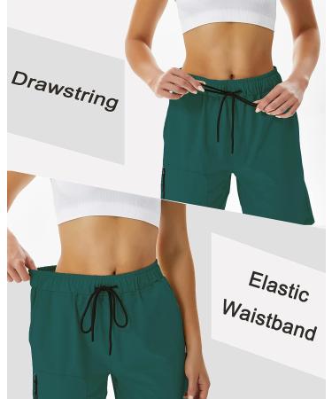 Difficort Women's 7 Hiking Cargo Shorts - Quick Dry Athletic Shorts with Pockets | Dark Green, Small - Buy Online on GoSupps.com