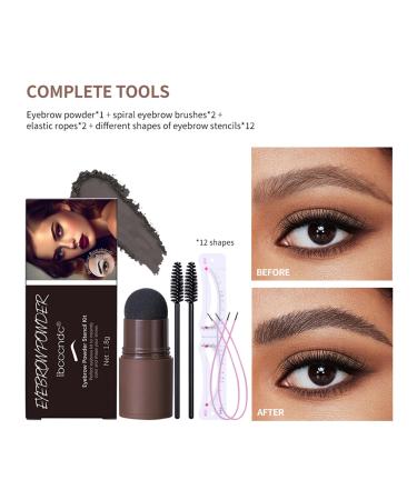 Shop Eyebrow Stamp Stencil Kit | 12 Reusable Stencils & Waterproof Powder - Long-Lasting Natural Brown Shade - Buy Online on GoSupps.com