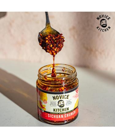 Novice Kitchen Sichuan Crunch Chilli Oil 190ml Pack of 2 | Spicy Crispy Chilli Oil made with Korean Chilli Flakes & Sichuan Peppercorns | Crunchy Spicy & Umami Chilli Crisp Oil | - Buy Online on GoSupps.com