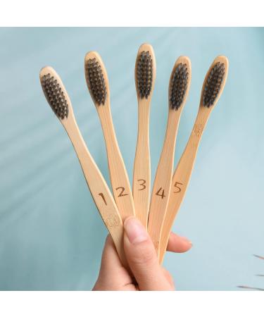 HiTuYi Bamboo Toothbrush (10 Pack) | Eco-Friendly Natural Toothbrushes for Adults with Travel Case, Charcoal Dental Floss | BPA-Free & Biodegradable - Buy Online on GoSupps.com