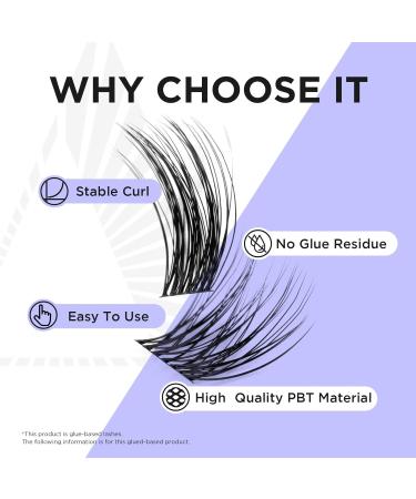Beyelian C Curl Cluster Eyelashes - 48 PCs 0.07mm 10mm Individual Lashes DIY Extensions - Super Thin Black Band (Twin Flowers) - Buy Online on GoSupps.com