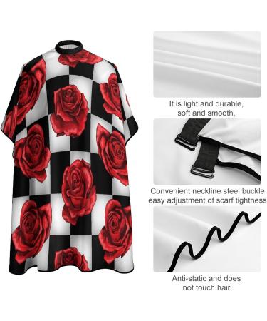 Red Roses Black White Plaid Barber Cape - Professional Hair Cutting Apron for Kids - Buy Online on GoSupps.com